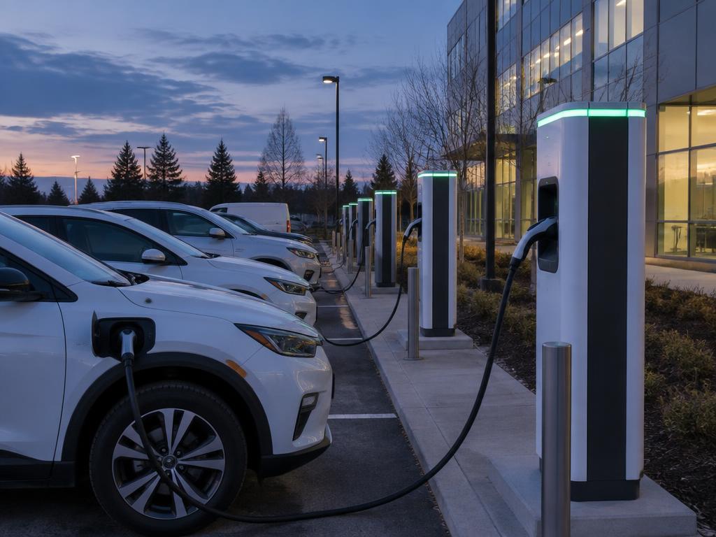 Commercial EV charger installation concept